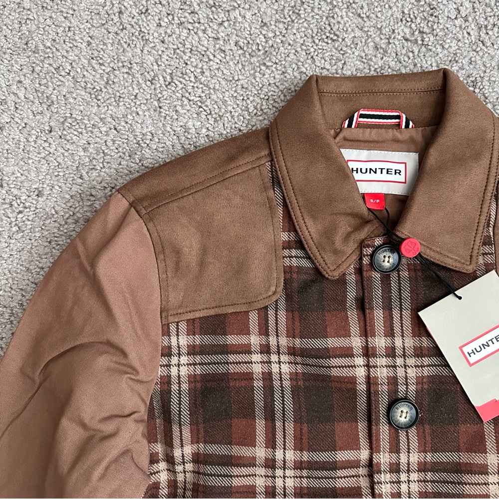 Hunter Lined Canvas Jacket Brown Plaid Mens S Barn Coat Rugged Utility Gorpcore - Picture 8 of 16